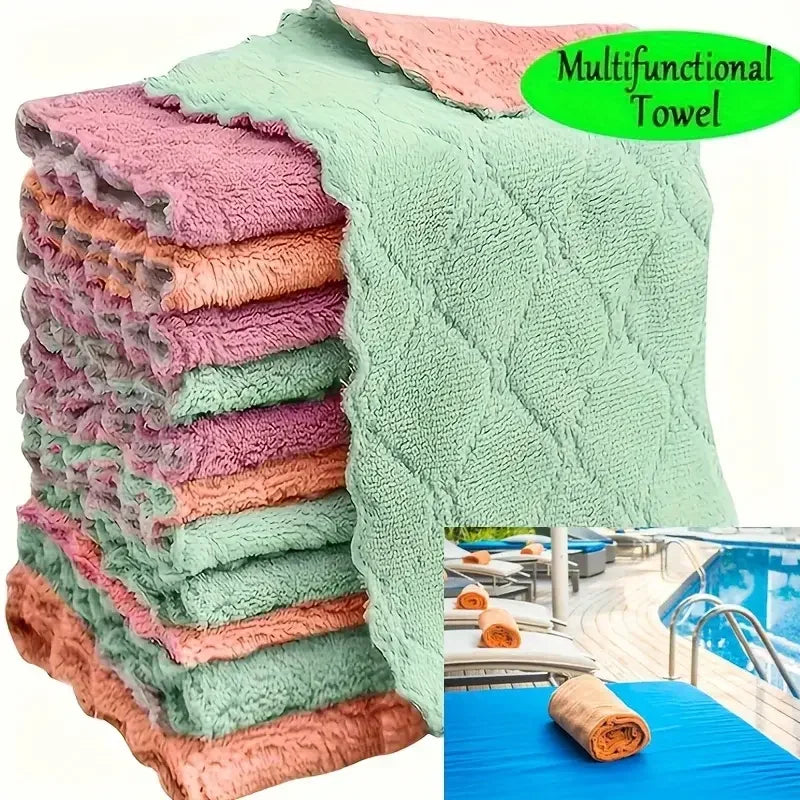 5/10/20pcs Kitchen Towel, Ultra-fine Fiber Light Gray Cleaning Cloth Set, Absorbent, Soft And Stain-removing Cloth