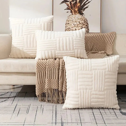 Boho Faux Fur Plush Throw Pillow Covers