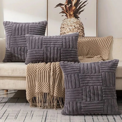 Boho Faux Fur Plush Throw Pillow Covers